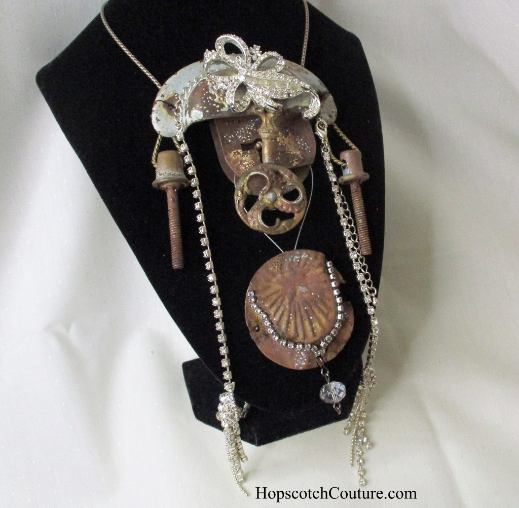 Steampunk Pendant, Industrial necklace made from all antique supplies by Marelle Couture. https://hopscotchcouture.com/products/steampunk-statement-necklace-fine-art-industrial-pendant?_pos=1&_psq=indu&_ss=e&_v=1.0 #steampunknecklace #statementnecklace #pendantnecklace #industrialnecklace