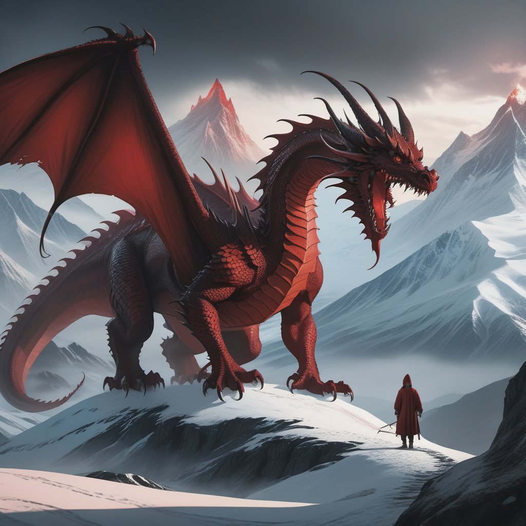 The red Dragon called the Cha in the snow. 